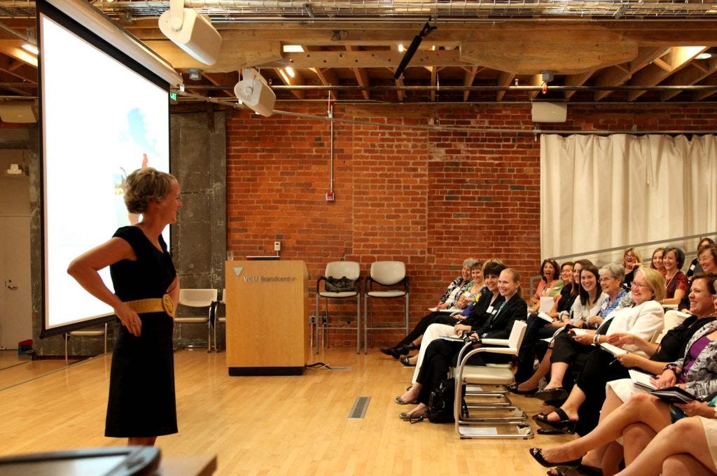 katherine wintsch speaking to a group of women